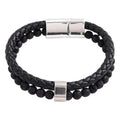 Natural Stone Beaded Leather Rope Bracelet