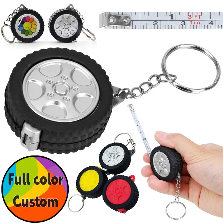 Full Color Custom Tire Shape Tape Measure Keychain 1M/3Ft