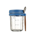 Reusable 12 OZ Overnight Oatmeal Glass Cup W/ Lid & Spoon