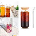 16oz Drinking Glass with Bamboo Lid and Straw