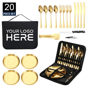 Picnic Silverware Set Gold