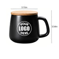 Custom Ceramic Coffee Cup With Bamboo Lid