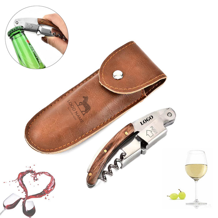 Multifunctional Wine Opener with Leather Sheath