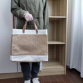 15 ¾″ × 14″ × 7 ¹¹⁄₁₆″ Jute Tote Bag With Waterproof Lining