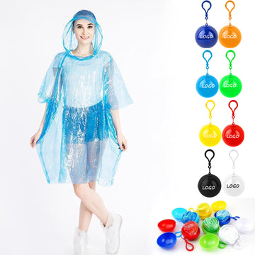 Travel Disposable Rain Poncho With Ball Case And Clip