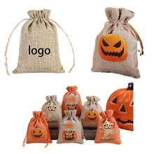 Reusable Halloween Drawstring Candy Gift Small Bag Linen
