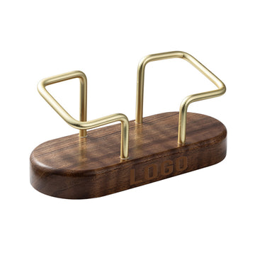 Walnut Wood Oval-Based Business Card Holder