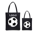Canvas Zipper Shoulder Tote Bag With Ball Pattern