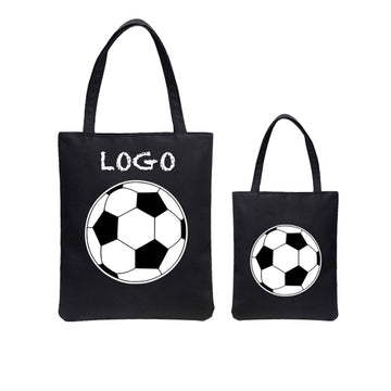 Canvas Zipper Shoulder Tote Bag With Ball Pattern