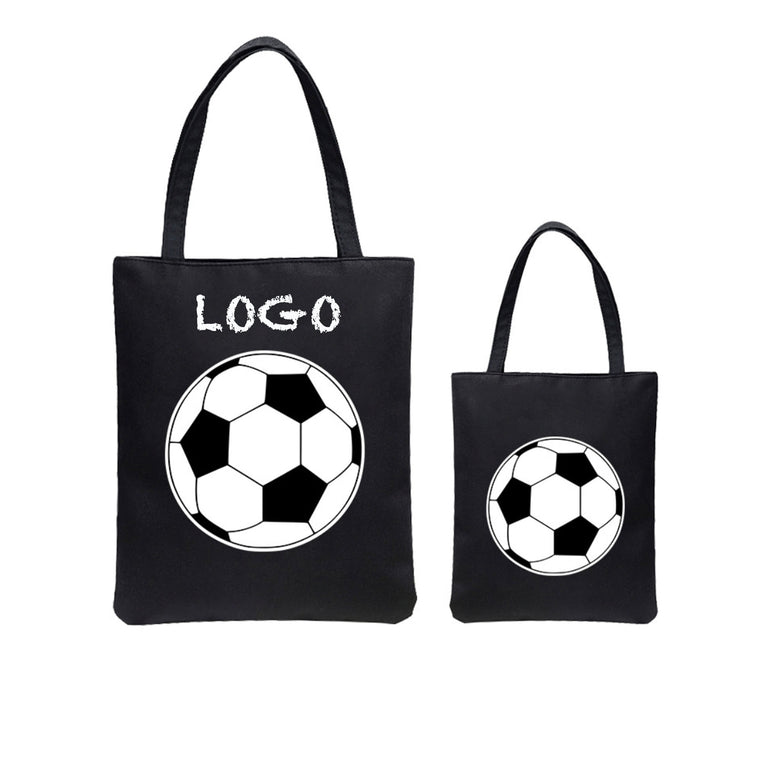 Canvas Zipper Shoulder Tote Bag With Ball Pattern
