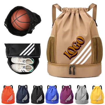 Drawstring Basketball Bag Backpack With Shoes Compartment