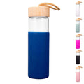 16oz Glass Water Bottles with Bamboo Lid