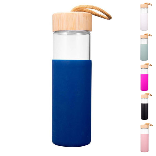 16oz Glass Water Bottles with Bamboo Lid