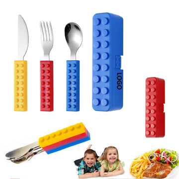 Fun Building Block Design Toddler Utensils