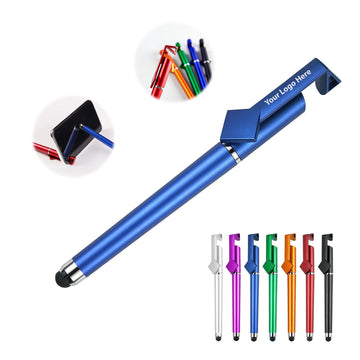 Promotional 3-in-1 Ballpoint Pen w/ Phone Stand & Stylus