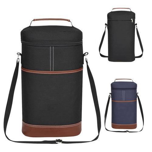 2 Bottle Travel Wine Tote With Corkscrew & Shoulder