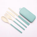 Wheat Straw Foldable Cutlery Set With Case