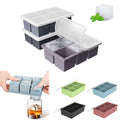 Food Grade Silicone Large Whiskey Ice Mold Tray With Lid