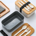 Wheat Straw Bamboo Lid Tableware Set Lunch Box