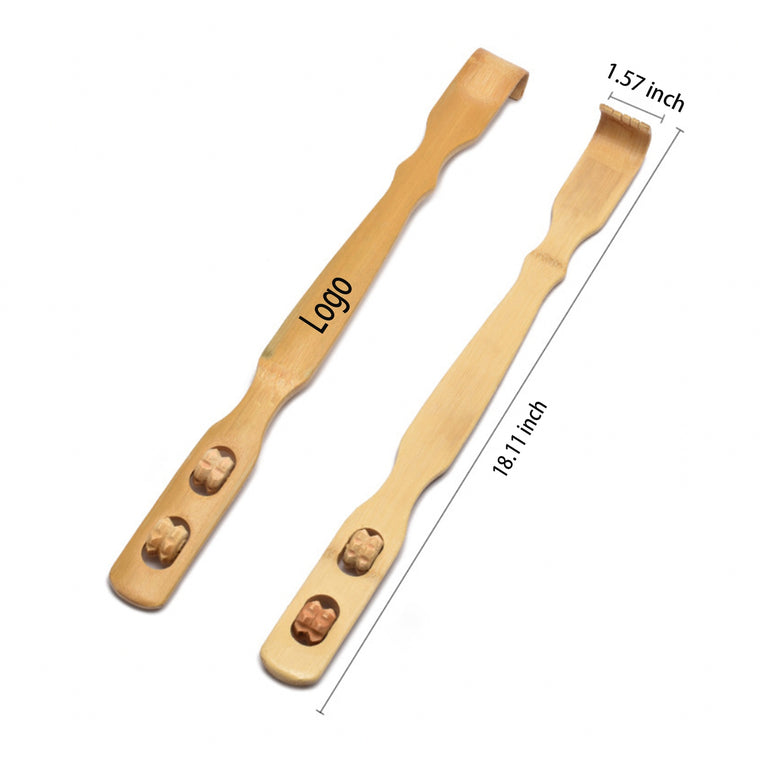 Wood Back Scratcher W/2 Massaging Rollers