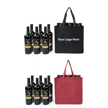 Non-Woven 6 Bottle Wine Tote Bags with Divider