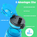 Durable and Leakproof Water Bottles  32oz with Time Marker
