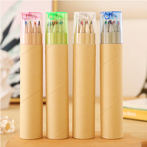 12 Colored Pencils In Tube W/Sharpener