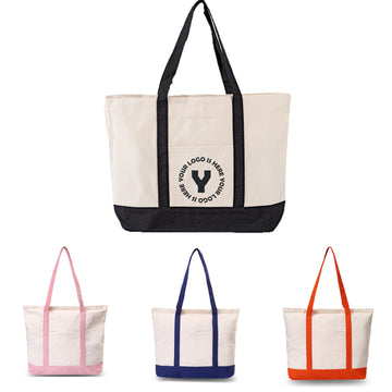 Canvas Tote Bag With External Pocket