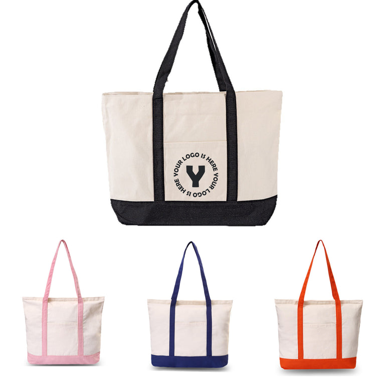 Canvas Tote Bag With External Pocket