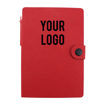Button - Closure Notebook With Pen And Sticky Notes
