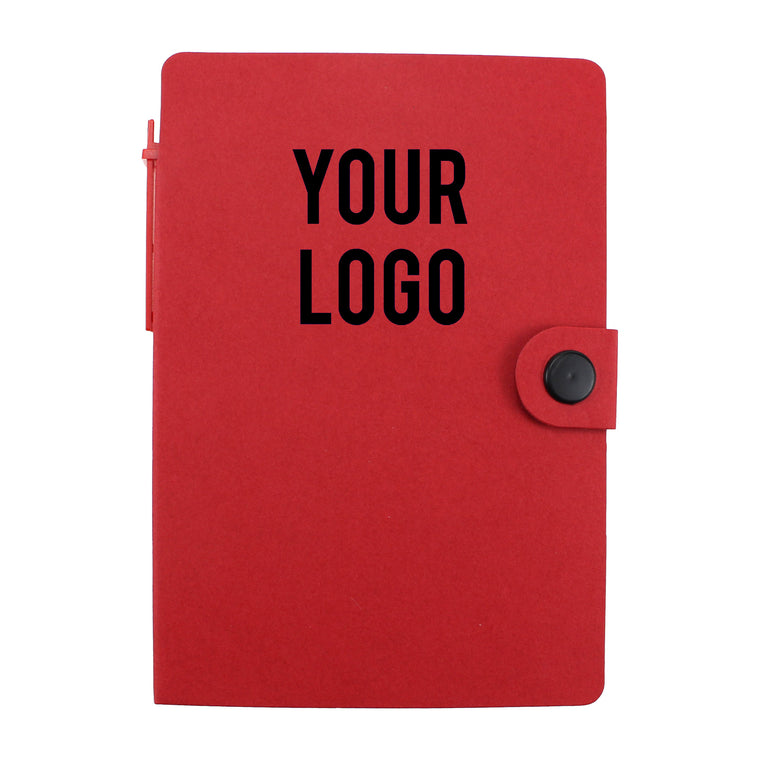 Button - Closure Notebook With Pen And Sticky Notes