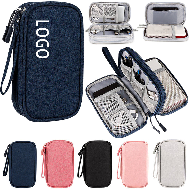 Portable Double Layer Electronic Data Cable Storage Bag