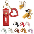 Lipstick Holder Keychain With Heart Mirror