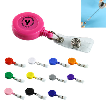 Retractable Round Badge Reel Holder w/ Belt Clip