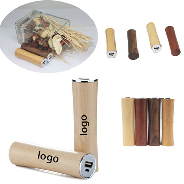 Bamboo Wood Round Tube Power Bank