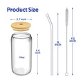 16Oz Glass Coffee Cup With Bamboo Lids Straws And Brushes