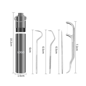 Portable Stainless Steel Toothpick Tool Set With Storage Box