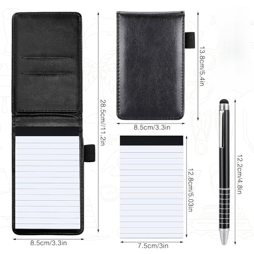 A7 Pocket Notepad Set Pu Holder 50 Lined Sheets Stylus Pen