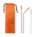 2Pcs Stainless Steel Straws With Silicone Tips And Cleaning Brush