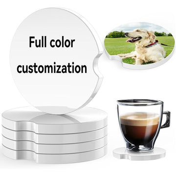 Customized Ceramic Car Coasters with Full Color Imprint