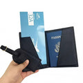 Personalized Leather Passport Holder Luggage Tag Set