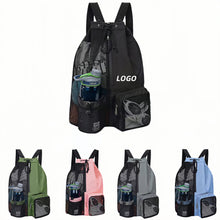 Swim Bag Mesh Drawstring Backpack With Wet Bag