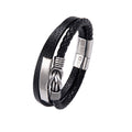 Creative Accessories Stainless Steel Woven Leather Bracelet
