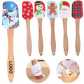 Christmas Silicone Spatula with Long Wooden Handle
