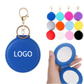 Round Leather Double Sided Makeup Mirror With Keychain