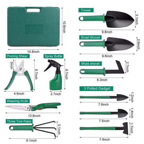 10 Pieces Gardening Tools Set with Carrying Case