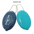 Oval Pvc Rubber Squeeze Coin Pouch With Chain Coin Holder