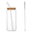 16OZ Can Shaped Drinking Glasses W/ Bamboo Lid & Glass Straw
