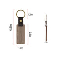 Rectangular Wooden Keychain W/ Leather Strap