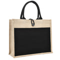 2 Tone Jute Tote Bag with Large Front Pocket